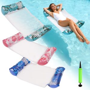 3-Pack Plus Size Pool Floats for Adults – 4-in-1 Inflatable Water Hammock Lounge Chair