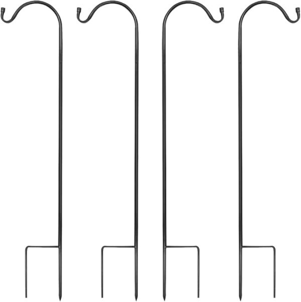 4/8PK Heavy Duty Garden Shepherds Hooks for Outdoor, Premium Metal Shepherds Hooks, Height Adjustable Bird Feeder Hanger