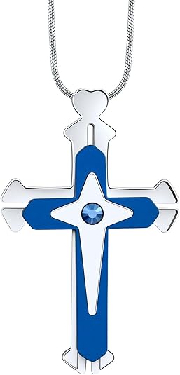 Titanium Steel EDC Stress Relief cross necklace with three layers of mechanical ratchet cross pendant Help Relieve Stress