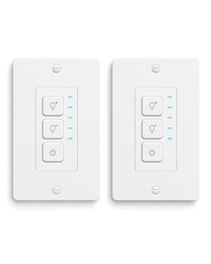 Dimmer Light Switch for Dimmable LED Light, Incandescent and CFL, Wall Plate Included, Two Dimming Modes, Single-Pole Only, Neutral Wire Required, White - 2 Pack