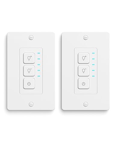 Dimmer Light Switch for Dimmable LED Light, Incandescent and CFL, Wall Plate Included, Two Dimming Modes, Single-Pole Only, Neutral Wire Required, White - 2 Pack