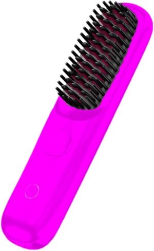 Cordless Hair Straightener Brush for Travel Portable Hair Straightener Comb with Negative Ion Mini hot Brush for Women