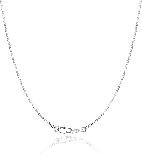 18K Gold Plated 925 Sterling Silver Chain Necklace for Women, 1mm Shiny & Strong Charm Box Chain Lobster Claw Clasp, Non Tarnish Silver Gold Necklace Chain, 16/18/20/22/24 Inch