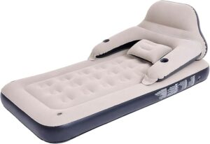 Twin Size Air Mattress with Headboard and Pillows, Blow Up Bed