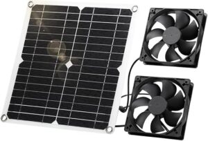 12W Solar Fan, IP65 Waterproof Solar Exhaust Fan for Chicken Coops, Greenhouses, Sheds, Pet Houses & Window Venting (Dual Fan)