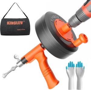 Drain Snake, 25ft Flexible Steel Drain Auger With Drill Adapter, Plumbing Unblocking Hand Auger, Manual Or Powered for Shower & Bathtub