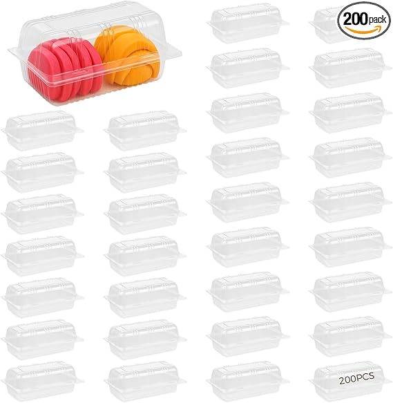 200 Pcs Disposable Hot Dog Container, Hot Dog Trays with Lid, Plastic Take out Containers, Clear, Ideal for Hot Dog, Sausages, Sandwiche, Dessert and Salad