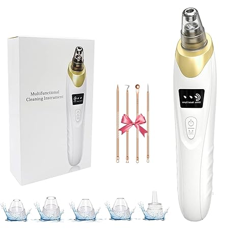 Pore Vacuum, USB Rechargeable Blackhead Remover Vacuum,3 Levels Adjustable Pore Vacuum Blackhead Remover, with 5 Suction Power