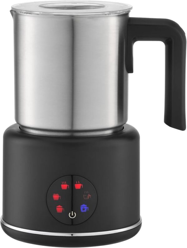 Large Electric Milk Frother and Steamer(Black-Stainless Steel)