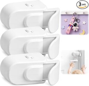 Door Locks for Kids Safety from Inside, Interior Door Lock for Bedroom Doors, Snap-On Easy Install, No-Drill Installation (3PCS, White)