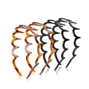 61VUXX9EvnL._SY450_ 4 Pack Zig Zag Headbands for Women and Men– U-Shaped Hair Comb Headbands, Black & Tortoise Recycled Plastic,Classic 90s Hair Accessories, Tortoise for Workout, Yoga, Daily Wear, Parties & Gifts