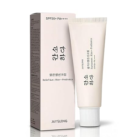 Korean Rice Sunscreen SPF 50+ Broad Spectrum PA++++, No White Cast, Lightweight Mineral Formula with Probiotics for All Skin Types, 1.7 oz