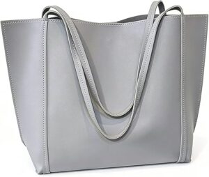 Women's Large Capacity Tote Bag, Shoulder Bag, Gray, Stylish Fashion Handbag with Multiple Compartments