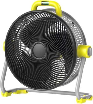 16 Inch High Velocity Cordless Floor Fan, 18.5V 5.2Ah Rechargeable Battery Powered 4000 CFM Industrial fan with Carry Handle & Led Light