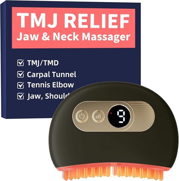 TMJ Relief Products Jaw, TMJ Massager with Vibration and Heating, Ergonomic Multi-Needle TMJ Massage Tool for Jaw & Neck Pain