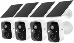 Solar Camera Security Outdoor, 4 Pack 100% Wireless 3K 4MP Surveillance Indoor WiFi Smart Cameras for Home Security Outside, PIR/AI Motion Detection, Waterproof, Color Night Vision, 2-Way Audio