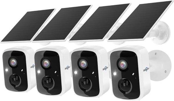 Solar Camera Security Outdoor, 4 Pack 100% Wireless 3K 4MP Surveillance Indoor WiFi Smart Cameras for Home Security Outside, PIR/AI Motion Detection, Waterproof, Color Night Vision, 2-Way Audio