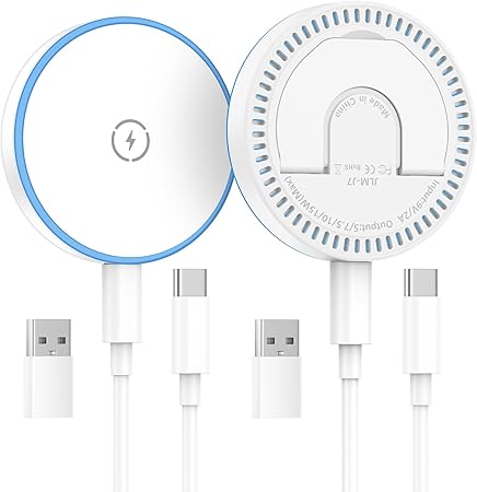 61siXcny+mL._AC_SY450_ MagSafe Charger 2 Pack, 15W Magnetic Wireless Charger Fast Charging with Foldable Kickstand & 4.2FT Type C Cable, USB-C/A Ports