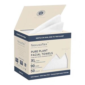 Premium Disposable Face Towels, 10"x12" XL, 90gsm Ultra-Thick 100% USDA Biobased Facial Towel, Gentle for All Skin Types