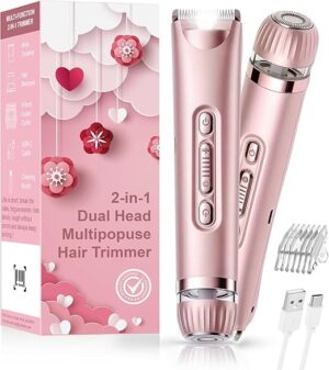 Bikini Trimmer for Women- LED Light Electric Razors for Women for for Face, Bikini, Body, Leg, USB Rechargeable Facial Hair Removal
