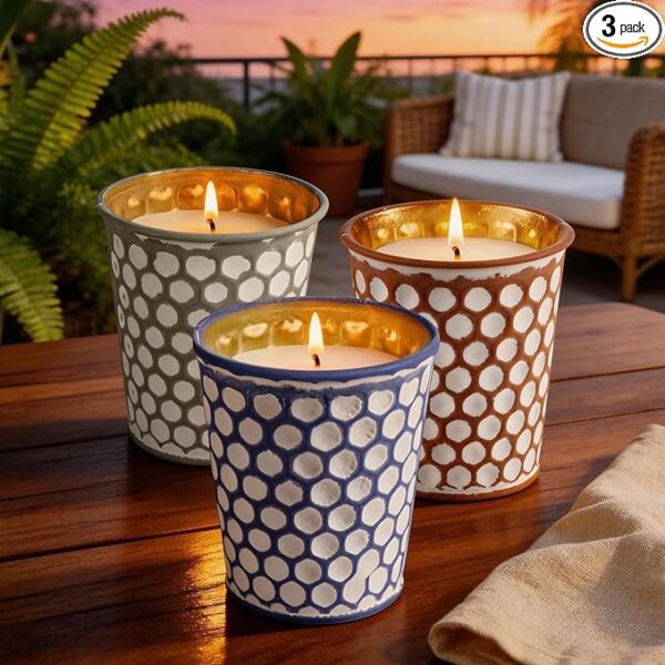 Citronella Candles Outdoor,3 Pack 18OZ Lemongrass Scented Candle for Patio Decor,Natural Soy Wax Citronella Candle for Home Garden,Balcony,Family Gathering,Backyard & Camping