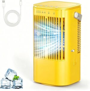 Small Evaporative Air Cooler Fan with 1000ml Water Tank yellow