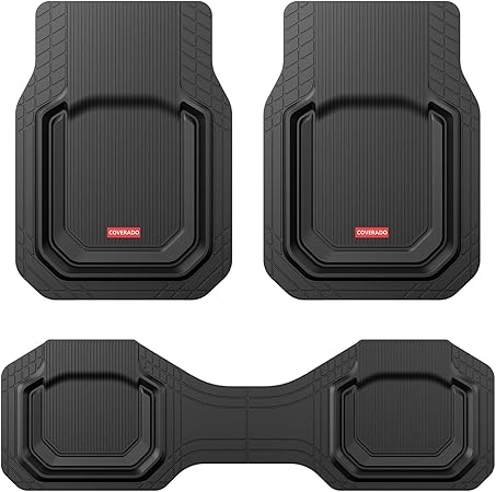 Car Floor Mats for Cars, Waterproof All Weather Protection, Deep Dish Car Mats, Universal Trim to Fit Automotive Mats Car Accessories for Cars SUV Truck, 3PCS Set