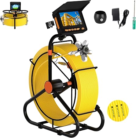714-GutH6rL._AC_SY450_ Sewer Camera 25FT,Waterproof 16GB JQKJCAM Drain Borescope Pipe Inspection Camera with Light Distance Counter,17MM/0.67'' Wall Snake Cameras 30FT for Plumber/Plumbing(10m / 33ft)
