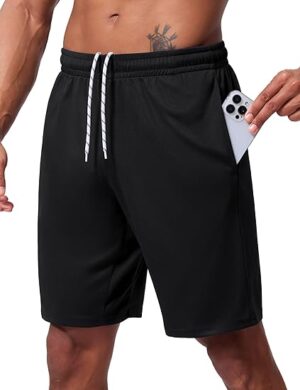 717v1wRlNyL._AC_SY550_ Men's Athletic Shorts 9 Inch Inseam - Quick Dry Mesh Basketball Shorts Men, Lightweight Mens Gym Running Shorts