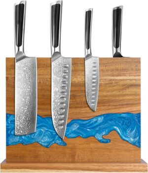 718mOazfvQL._AC_SX679_ magnetic knife holder - Acacia wood Magnetic Knife Block, Magnetic Knife Storage with double-sided magnetic, blue resin river