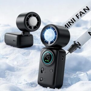 Portable Handheld Fan with Ice Cooling, High-Speed Turbo Power 100 Gear Adjustable, LED Display, 6000mAh Rechargeable Battery
