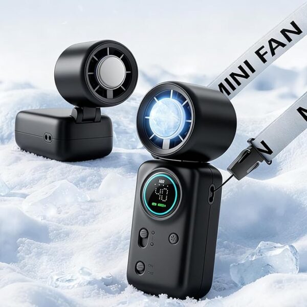 Portable Handheld Fan with Ice Cooling, High-Speed Turbo Power 100 Gear Adjustable, LED Display, 6000mAh Rechargeable Battery