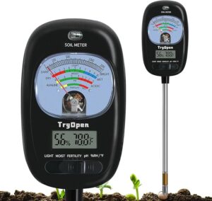 71CyHlCzi5L._AC_SX679_ 7-in-one Soil Test Kit, Soil Moisture Meter/PH Meter/Sunlight Intensity/Fertility Soil Tester, LCD Display Air & Soil Hygrometer Temperature for Hous Plants Garden, Farm, Lawn Care Moisture Meter