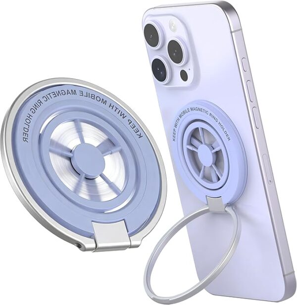 Magnetic Phone Ring Holder for MagSafe, Lucky Wheel Fidget Spinner Phone Grip, Dual Sided Magnets Phone Stand for iPhone /Mag Case, Morandi Aesthetic Kickstand for Gym Travel Stress Relief Accessory