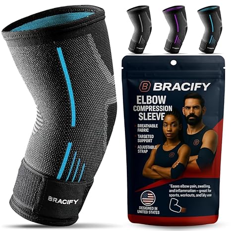 71GlJGQveQL._SX466_ Elbow Brace for Tendonitis and Tennis Elbow for Women & Men, Arm Compression Sleeve for Arthritis, Workouts, Weightlifting, Reduce Joint Pain During Fitness Activity (Large)
