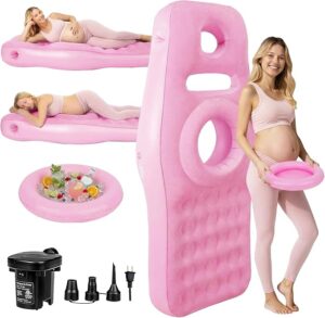 Inflatable Pregnancy Pillow with Belly & Head Hole, Prone Pregnancy Pillow for Stomach Sleepers, Belly Pillow Pregnancy Mattress for Pregnant Women, Maternity airbed Pool Float for Tummy Massage