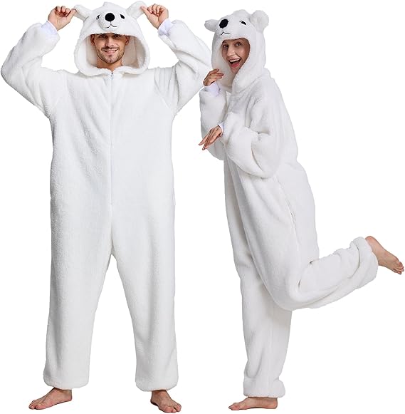 Unisex Adult Onesie Pajamas Animal Cosplay Halloween Costume One Piece Plush Sleepwear Homewear
