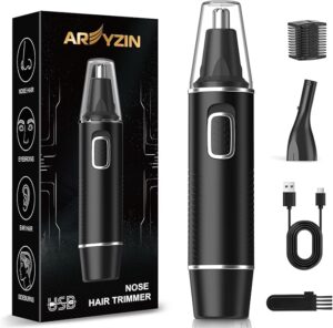 71NZipmsIaL._AC_SX679_ (2) ose Hair Trimmer for Men,Rechargeable Ear and Nose Trimmer,2026 Professional 2 in 1 Painless Eyebrow & Facial Hair Trimmer with IPX7 Waterproof Dual Edge Blades (Black)