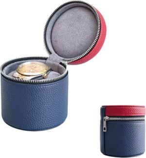 Single Watch Travel Case, PU Leather Watch Box with Zipper Closure, Soft Velvet Lined Watch Storage Holder for Men Women