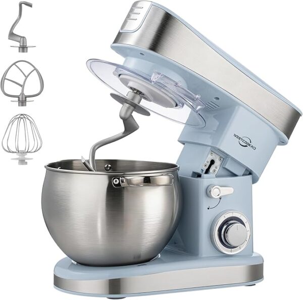 Stand Food Mixer, 6.3 Qt Stand Mixer, 400W 6-Speed with Pulse Tilt-Head, Kitchen Electric Mixer with Stainless Steel Bowl