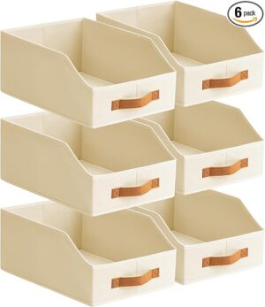 Homsorout Fabric Storage Bins for Organizing - 6 Pack Large Trapezoid Collapsible Storage Bins