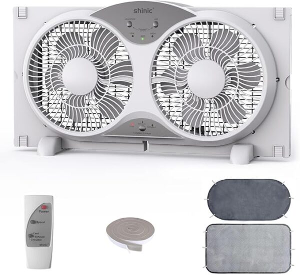 2026 9 Inch Twin Window Fan – Quiet, Reversible Airflow, 3 Speeds, Adjustable