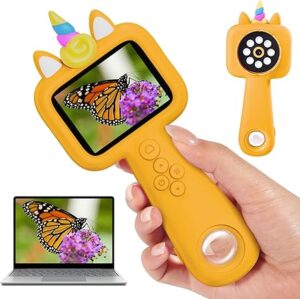 71QHe1c8l9L._AC_SY450_ Magnify 2.4" Microscope for Kids, 600X-4800X Handheld Digital Miniscope, Portable Pocket Magnification Microscope Photo & Video | Education Toys for Age 3 4 5 6 7 8 9 10 Girls Boys