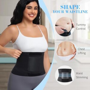 Waist Trainer Belt Waist Cincher Trimmer Ab Belt Tummy Control Body Shaper with Triple Wrap Women and Men Black