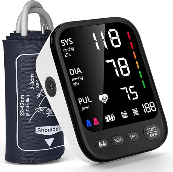 Blood Pressure Machine, Automatic Upper Arm Blood Pressure Monitor with 2x199 readout, 4.5 inch Backlit Large Screen Adjustable Large Cuff 9 to 17 inches