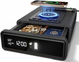 Smart Biometric Gun Safe with Phone & Watch Wireless Charging, 3 Access Unlock Ways, Drop Slot Safes