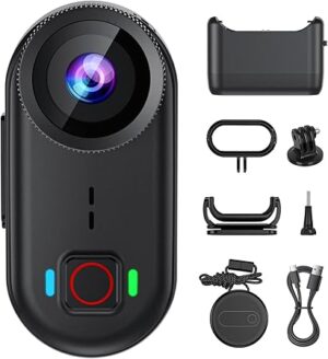 4K Thumb Action Camera, Mini Body Camera with WiFi, Magnetic Wearable 150° Hands-Free Recording POV Camera