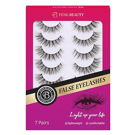Natural Wispy Cat Eye False Eyelashes Lightweight Fluffy Fake Lashes with Clear Band for Daily Wear