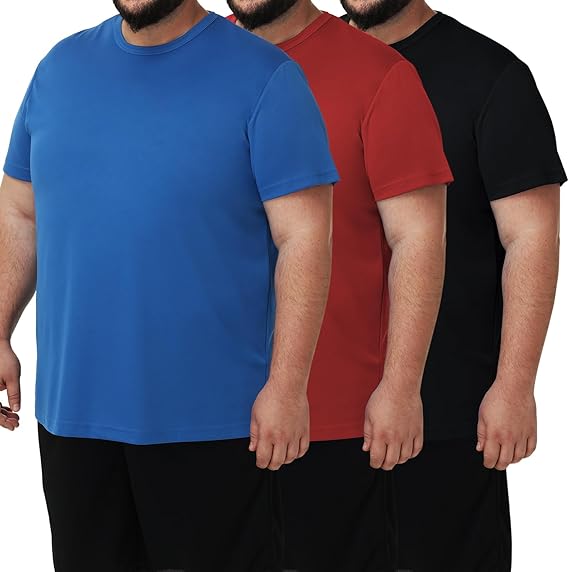 Men's 3 Pack Lightweight Plus Size Short Sleeve T-Shirt