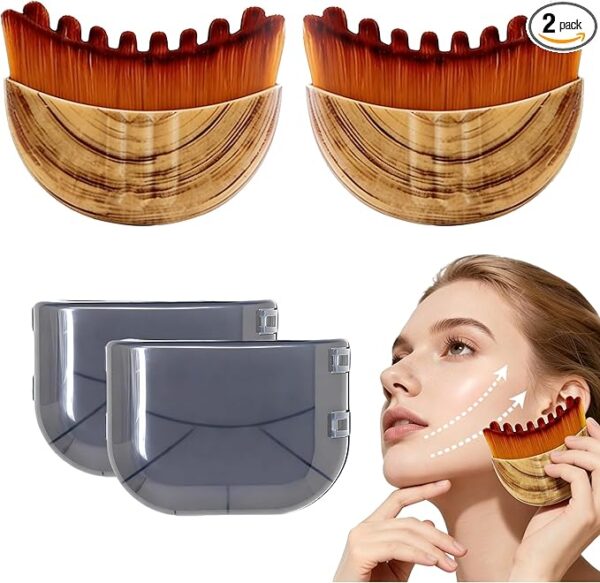 Lymphatic Contour Face Brush(2-PCS),Super Soft Manual Lymphatic Drainage Massager for Sculpting, Relieve Fatigue & Reduce Puffiness, with Portable Case Suitable for Facial Cleansing and Massage